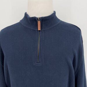 Lands' End Solid Navy Blue 100% Cotton Half-Zip Men's Pullover Sweater XXLT